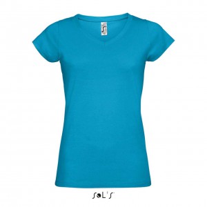 Sols Moon V-nyak ni pl, Aqua (T-shirt, pl, 90-100% pamut)